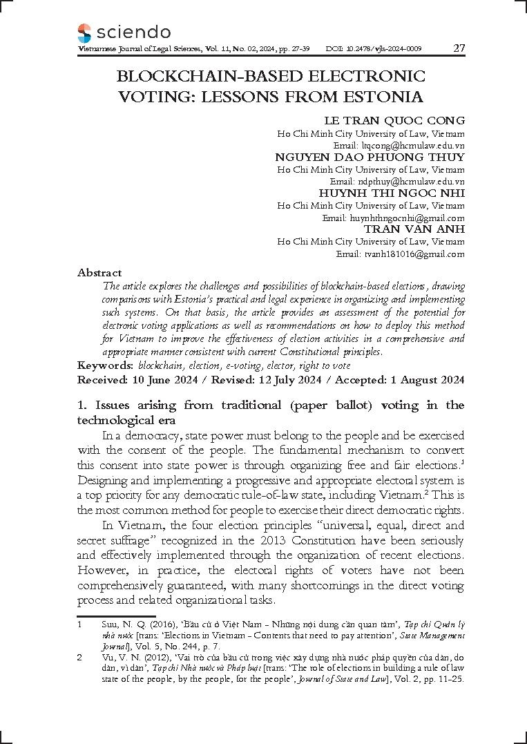 Blockchain-based electronic voting: Lessons from Estonia