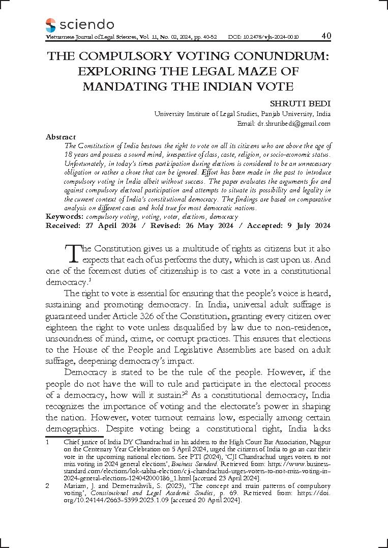 The compulsory voting conundrum: Exploring the legal maze of mandating the Indian vote