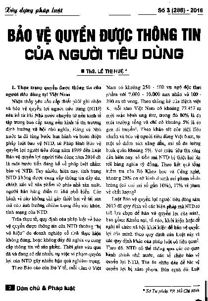 Bảo vệ quyền được thông tin của người tiêu dùng