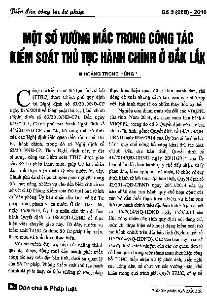 Một số vướng mắc trong công tác kiểm soát thủ tục hành chính ở Đắk Lắk