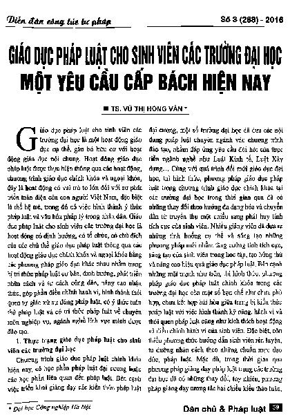 Giáo dục pháp luật cho sinh viên các trường đại học - Một yêu cầu cấp bách hiện nay