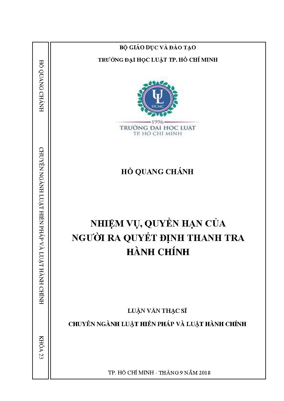 Nhiệm vụ, quyền hạn của người ra quyết định thanh tra hành chính