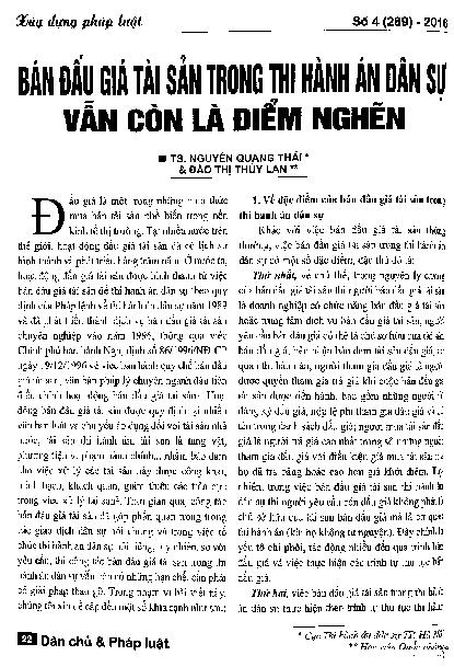 Bán đấu giá tài sản trong thi hành án dân sự vẫn còn là điểm nghẽn