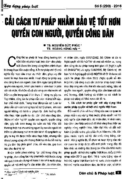 Cải cách tư pháp nhằm bảo vệ tốt hơn quyền con người, quyền công dân