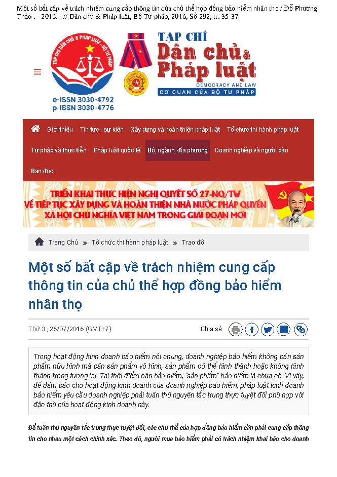 Một số bất cập về trách nhiệm cung cấp thông tin của chủ thể hợp đồng bảo hiểm nhân thọ