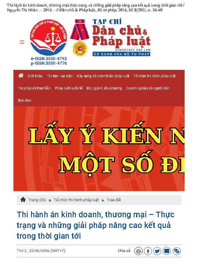 Thi hành án kinh doanh, thương mại thực trạng và những giải pháp nâng cao kết quả trong thời gian tới