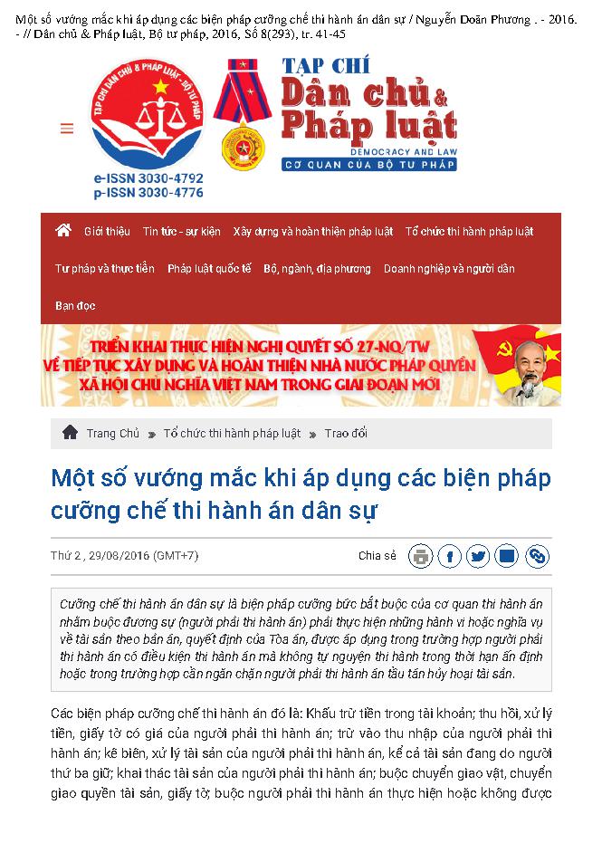 Một số vướng mắc khi áp dụng các biện pháp cưỡng chế thi hành án dân sự
