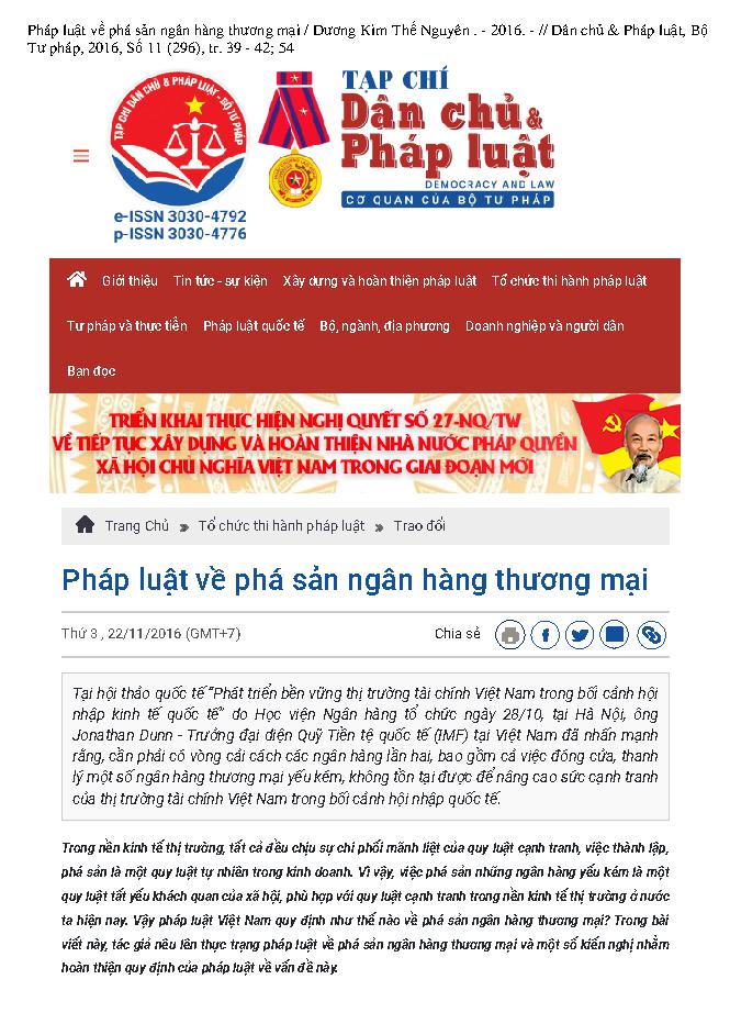 Pháp luật về phá sản ngân hàng thương mại