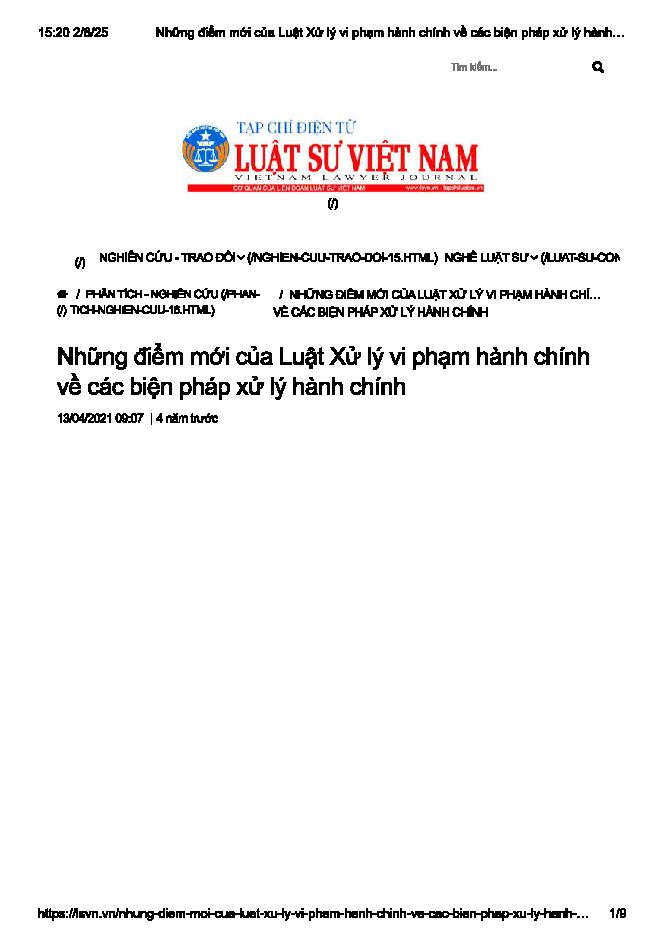 Những điểm mới của luật xử lý vi phạm hành chính về các biện pháp xử lý hành chính