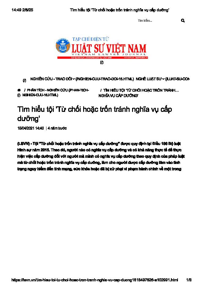 Tìm hiểu tội từ chối hoặc trốn tránh nghĩa vụ cấp dưỡng