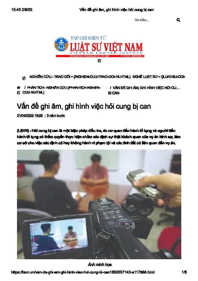 Vấn đề ghi âm, ghi hình việc hỏi cung bị can