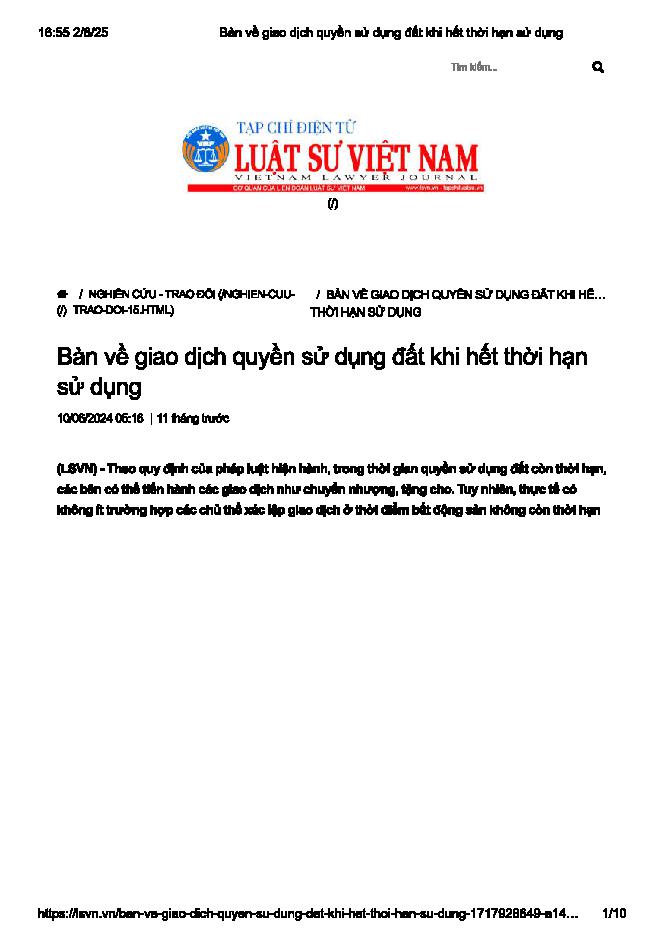 Bàn về giao dịch quyền sử dụng đất khi hết thời hạn sử dụng