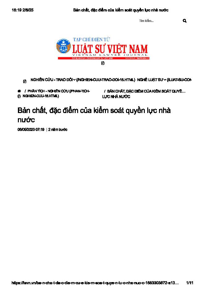 Bản chất, đặc điểm của kiểm soát quyền lực nhà nước