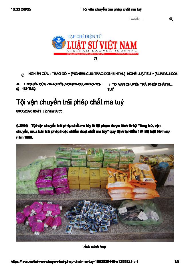 Tội vận chuyển trái phép chất ma túy
