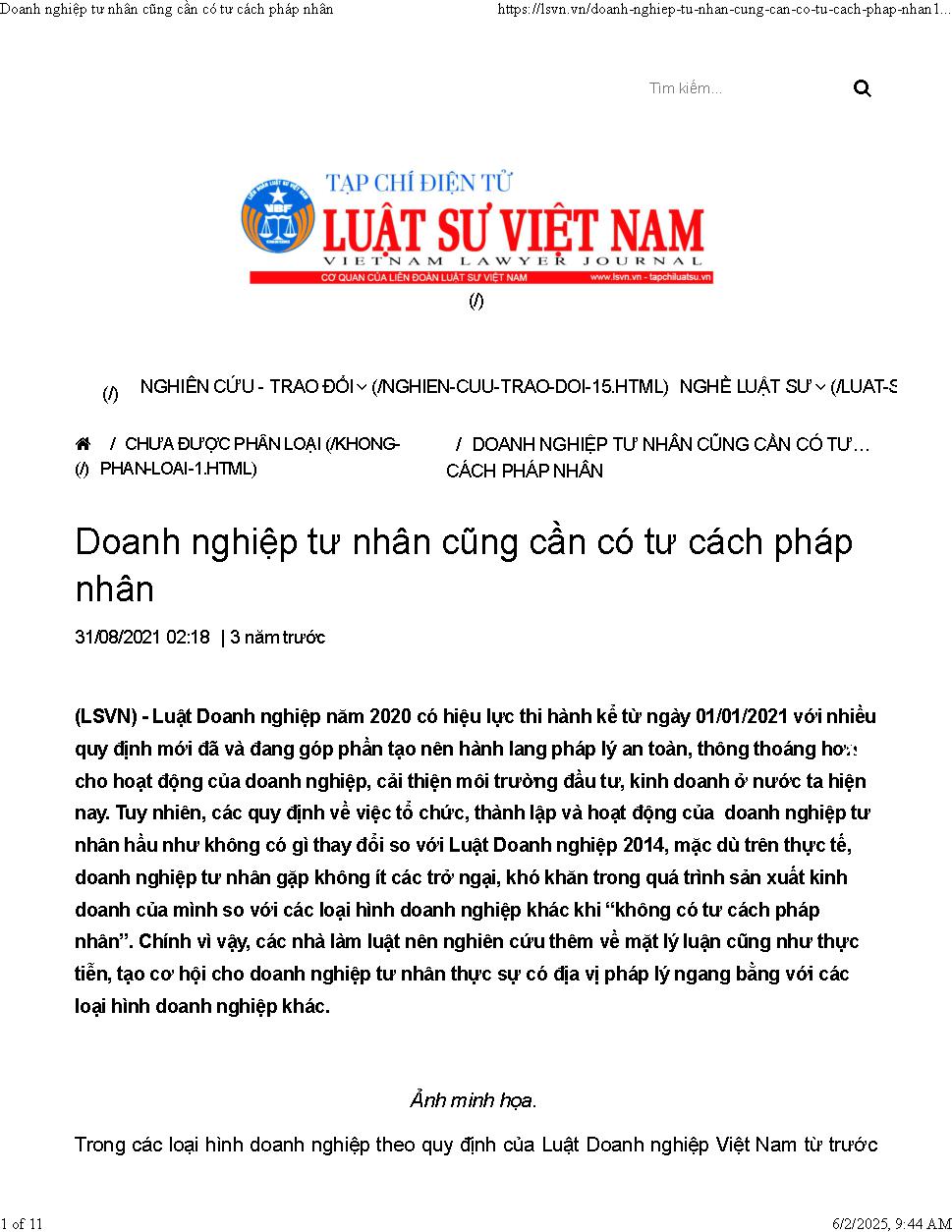 Doanh nghiệp tư nhân cũng cần có tư cách pháp nhân
