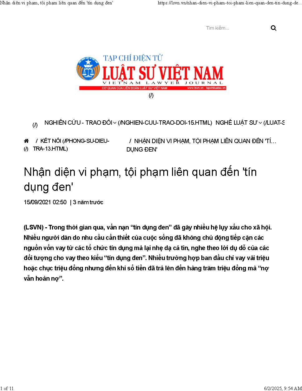 Nhận diện vi phạm, tội phạm liên quan đến "tín dụng đen"