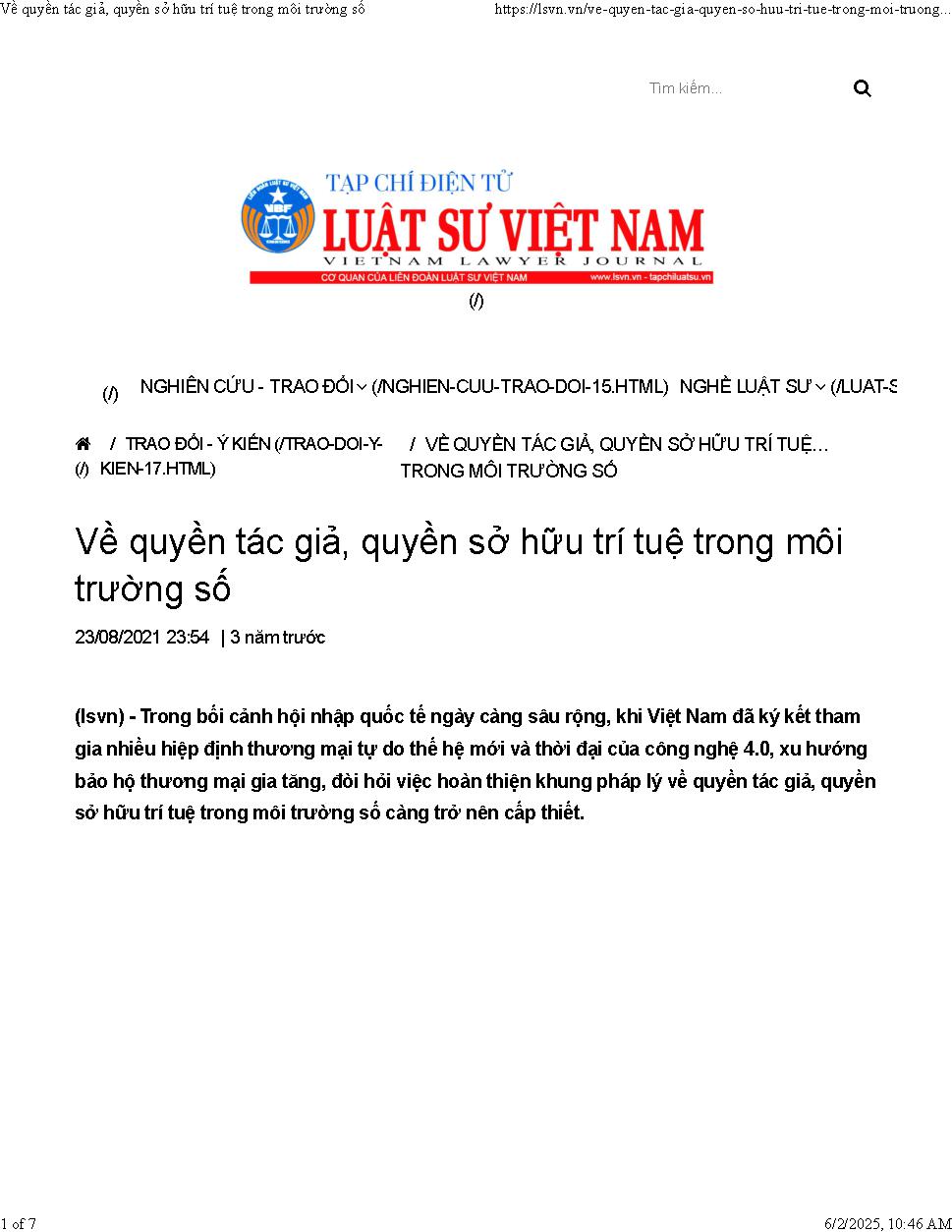 Về quyền tác giả, quyền sở hữu trí tuệ trong môi trường số