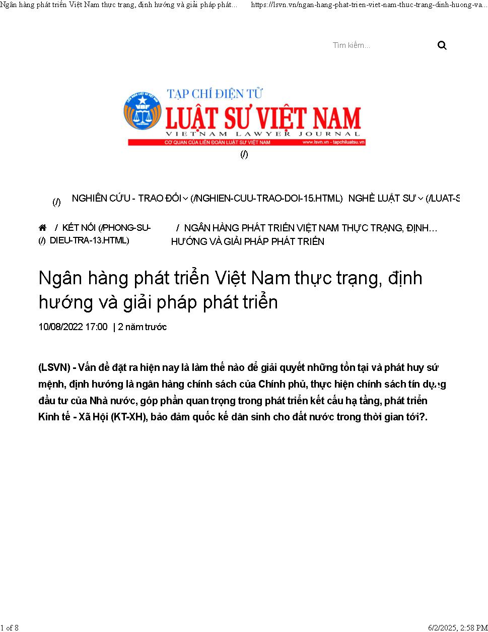 Ngân hàng phát triển Việt Nam thực trạng, định hướng và giải pháp phát triển