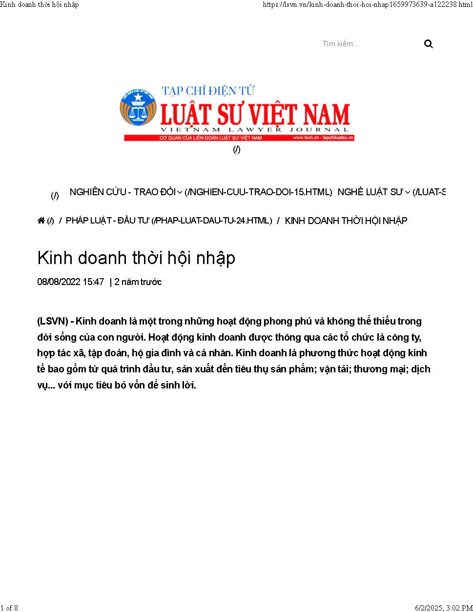 Kinh doanh thời hội nhập