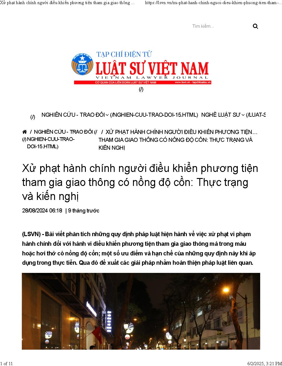 Xử phạt hành chính người điều khiển phương tiện tham gia giao thông có nồng độ cồn: Thực trạng và kiến nghị