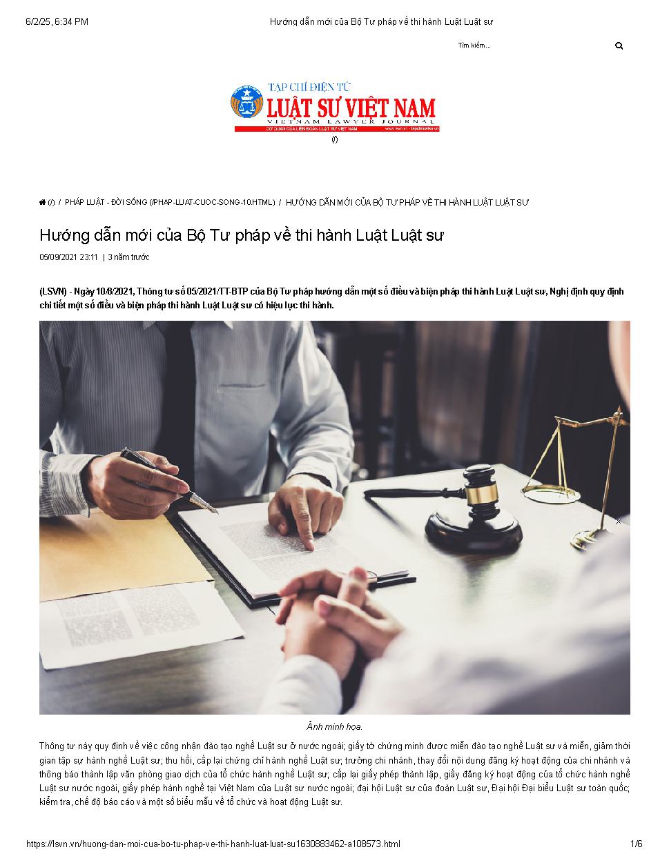 Hướng dẫn mới của Bộ tư pháp về thi hành Luật Luật sư