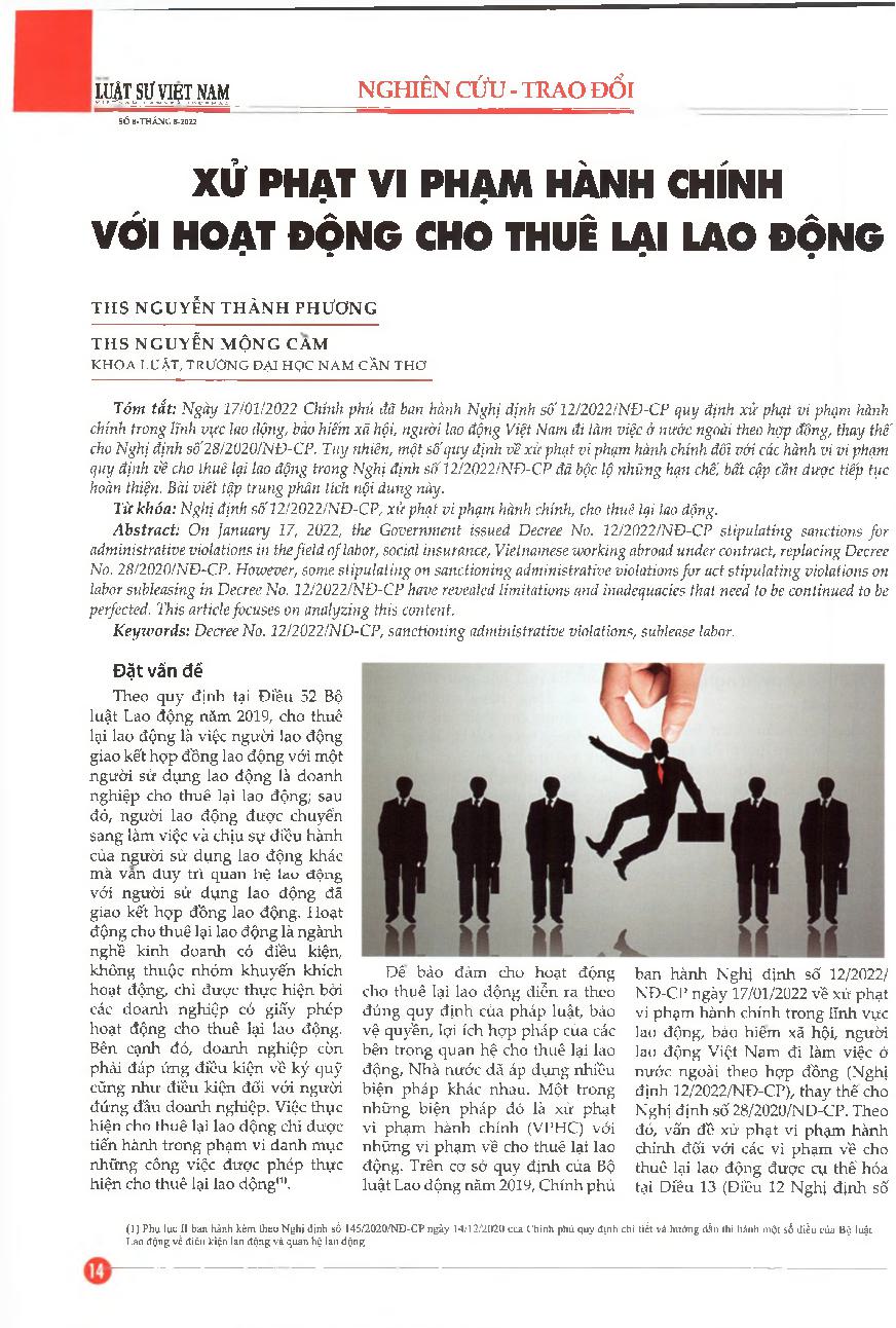Xử phạt vi phạm hành chính với hoạt động cho thuê lại lao động