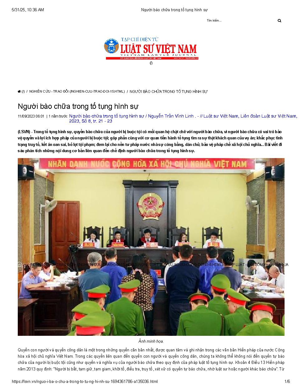 Người bào chữa trong tố tụng hình sự