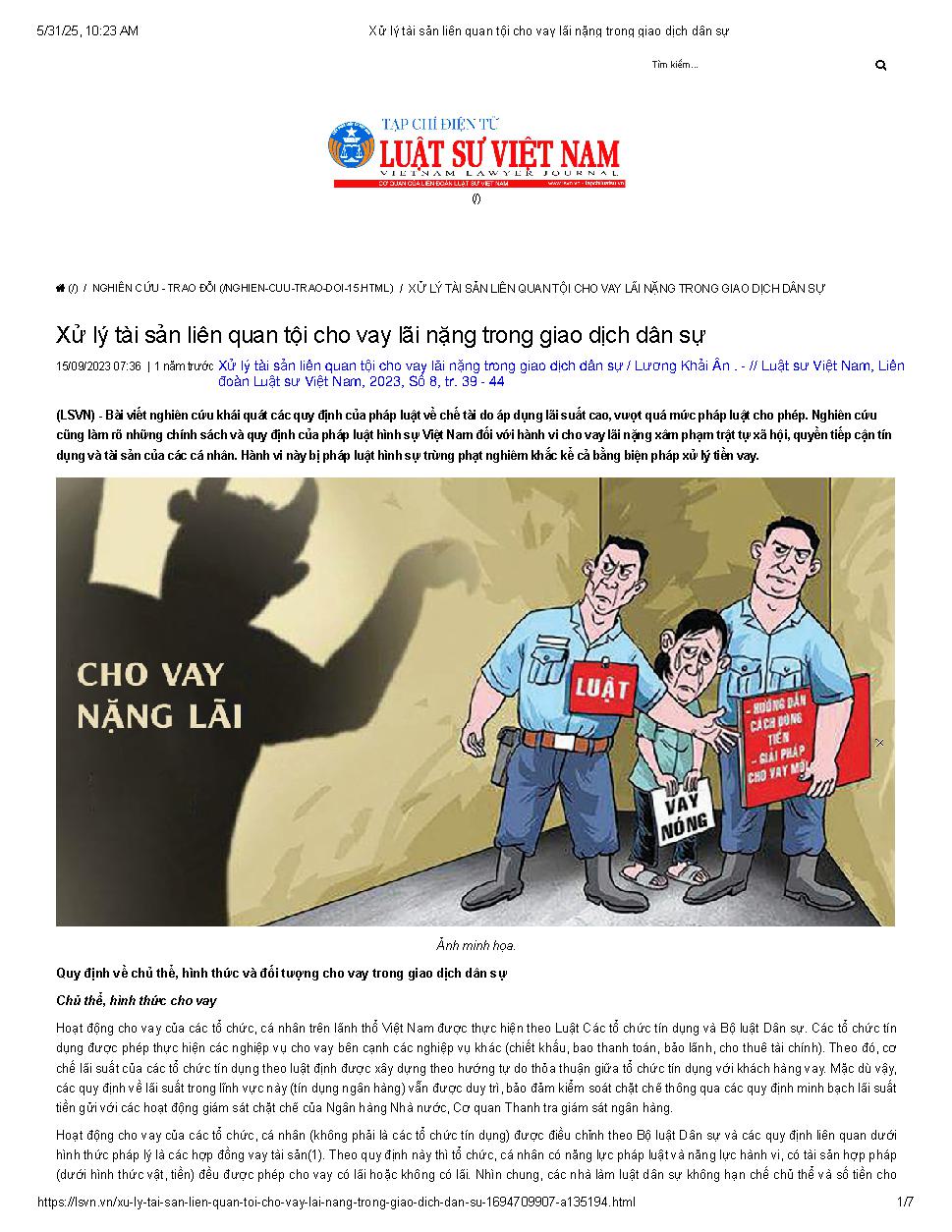 Xử lý tài sản liên quan tội cho vay lãi nặng trong giao dịch dân sự