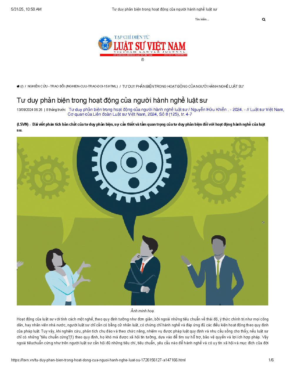 Tư duy phản biện trong hoạt động của người hành nghề luật sư