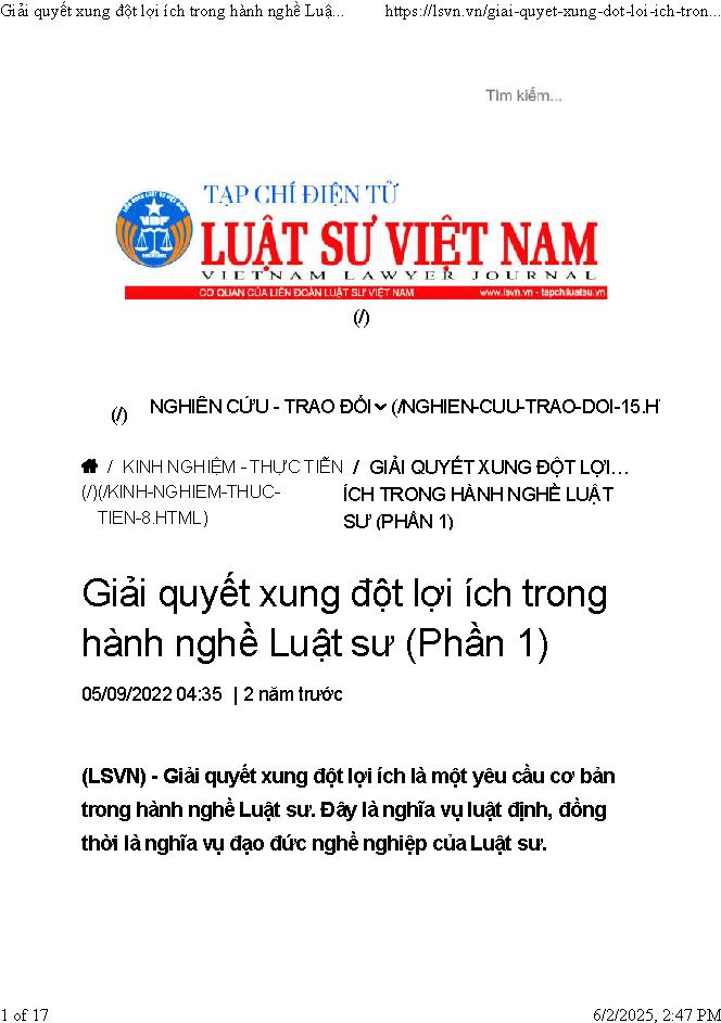 Những xung đột lợi ích điển hình trong hành nghề luật sư