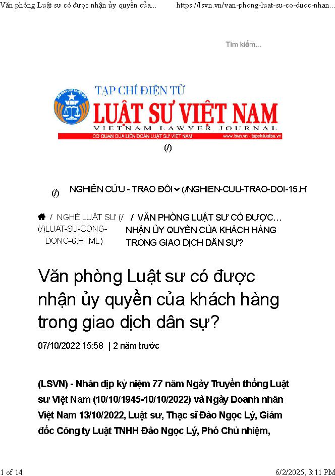 Văn phòng luật sư có được nhận ủy quyền của khách hàng trong giao dịch dân sự?