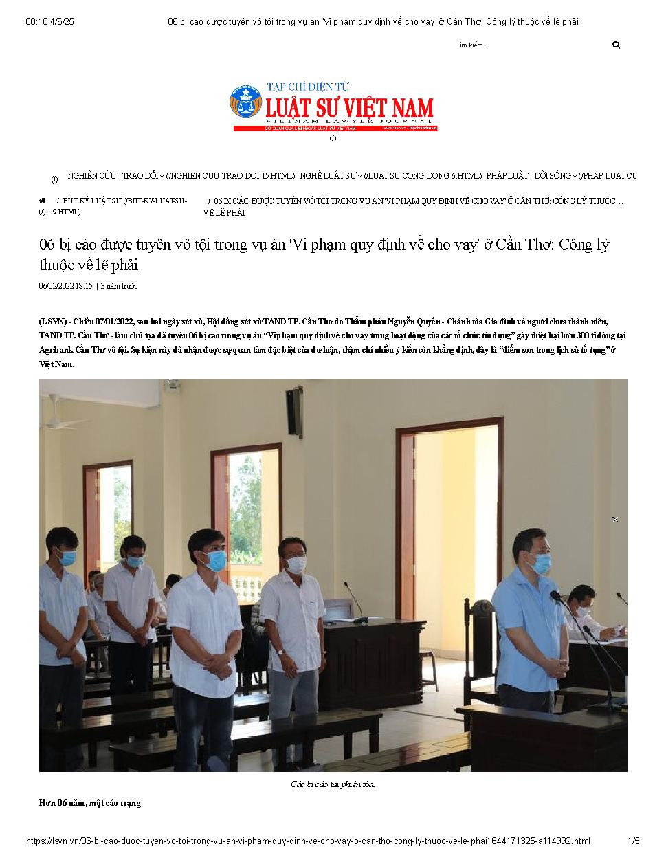 6 bị cáo được tuyên vô tội trong vụ án “Vi phạm quy định về cho vay ở Cần Thơ": Công lý thuộc về lẽ phải