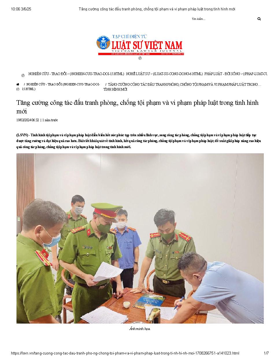 Tăng cường công tác đấu tranh phòng, chống tội phạm và vi phạm pháp luật trong tình hình mới