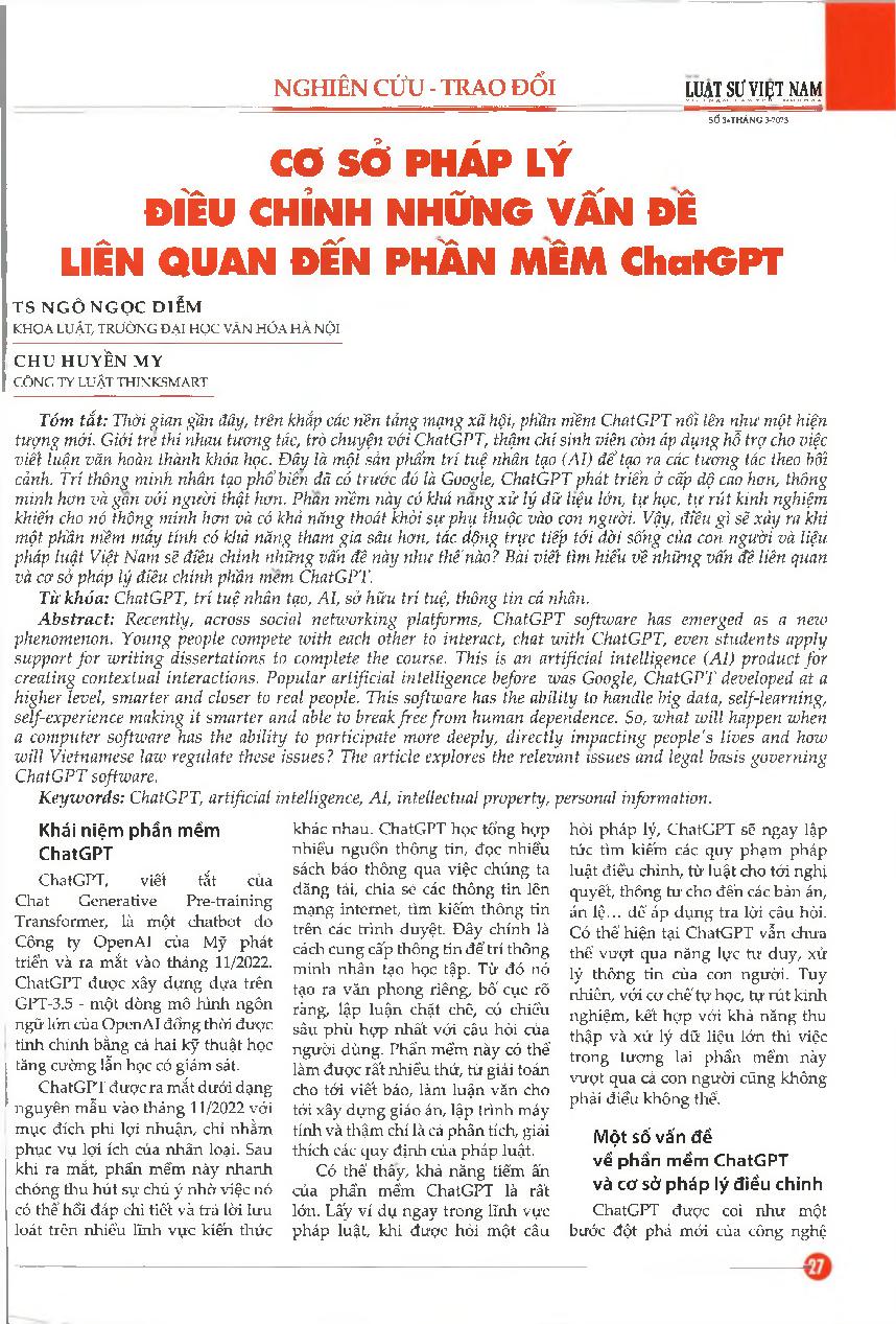 Cơ sở pháp lý điều chỉnh những vấn đề liên quan đến phần mềm ChatGPT