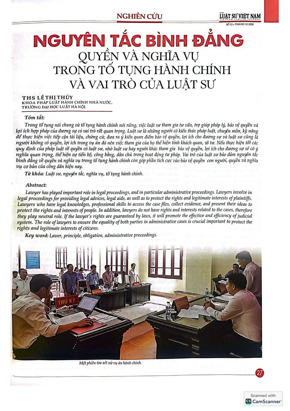 Nguyên tắc bình đẳng quyền và nghĩa vụ trong tố tụng hành chính và vai trò của luật sư