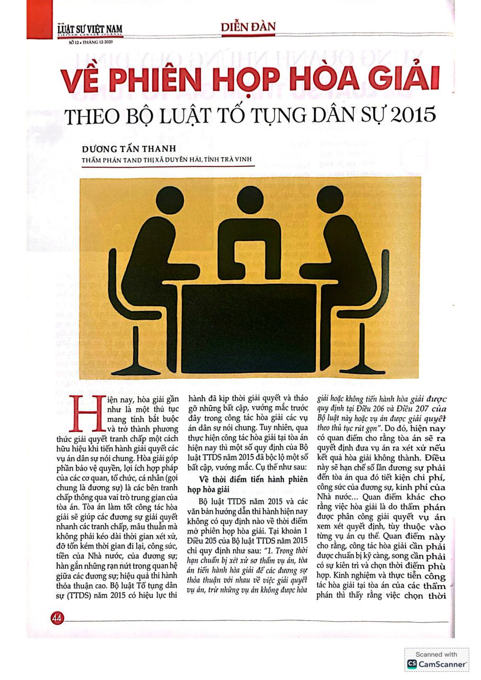 Về phiên họp hòa giải theo Bộ luật tố tụng dân sự 2015