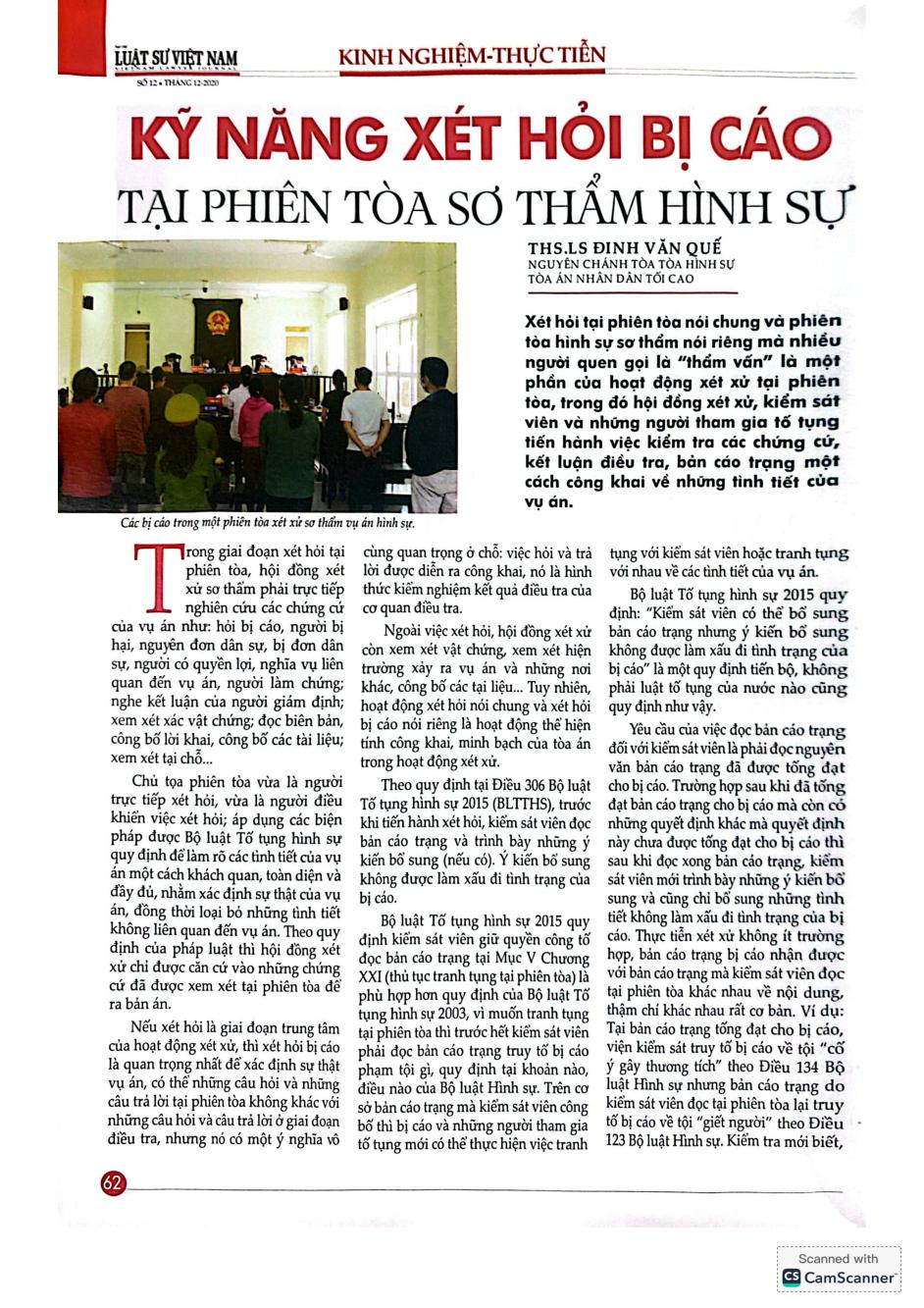Kỹ năng xét hỏi bị cáo tại phiên tòa sơ thẩm hình sự