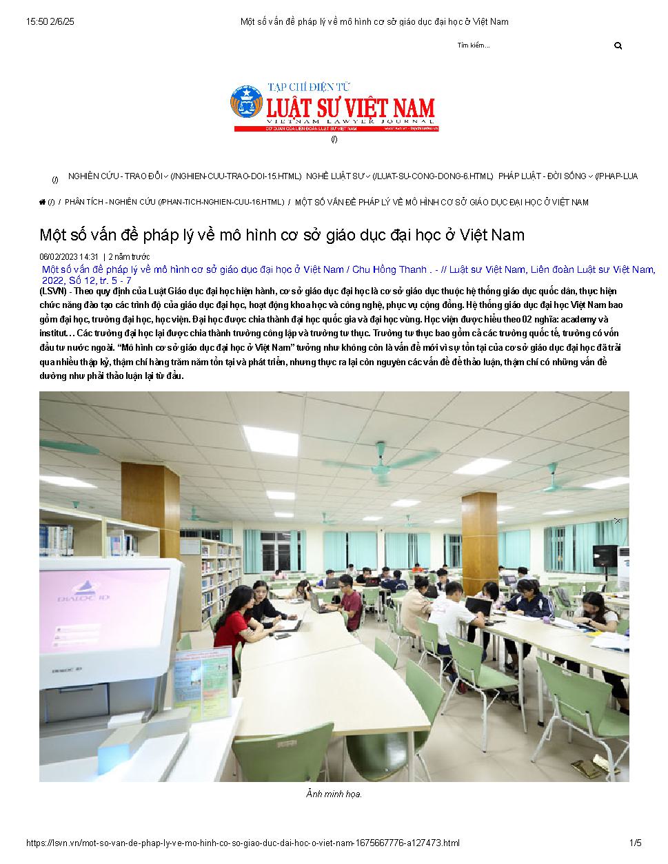 Một số vấn đề pháp lý về mô hình cơ sở giáo dục đại học ở Việt Nam