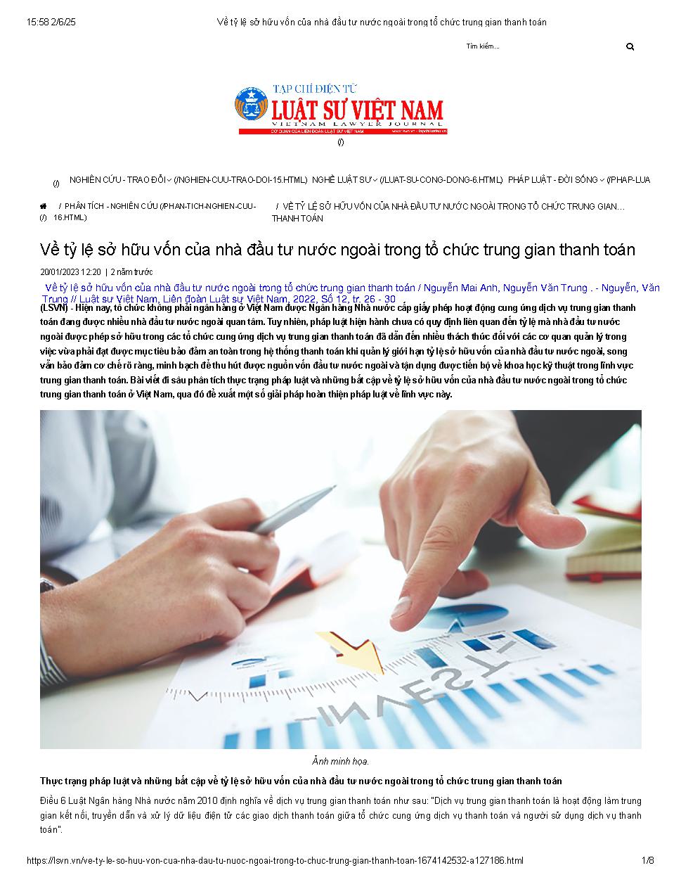 Về tỷ lệ sở hữu vốn của nhà đầu tư nước ngoài trong tổ chức trung gian thanh toán