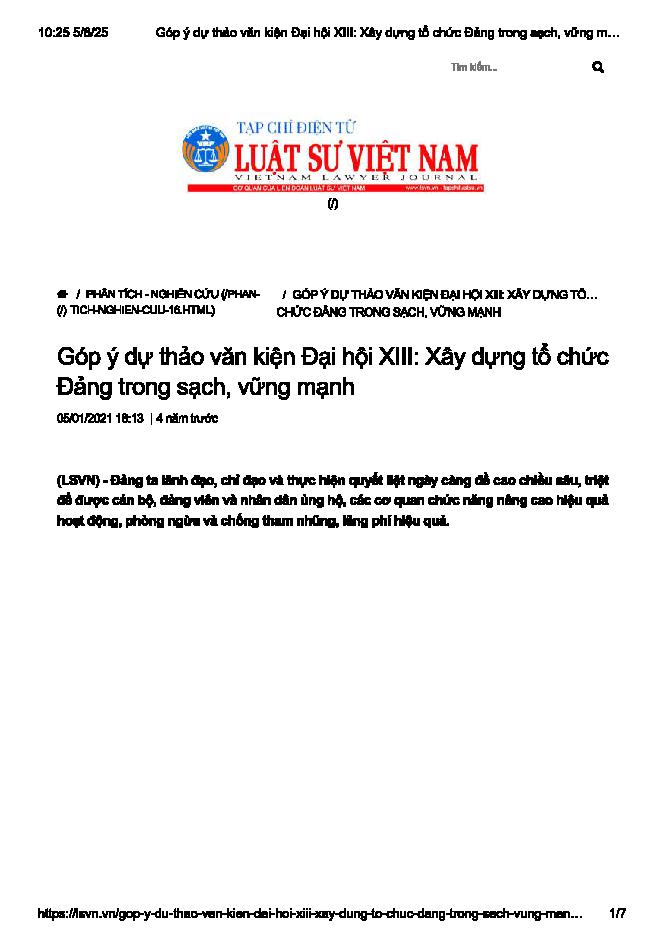 Một đảng có đường lối đúng và đội ngũ cán bộ tốt và vốn quý của nhân dân