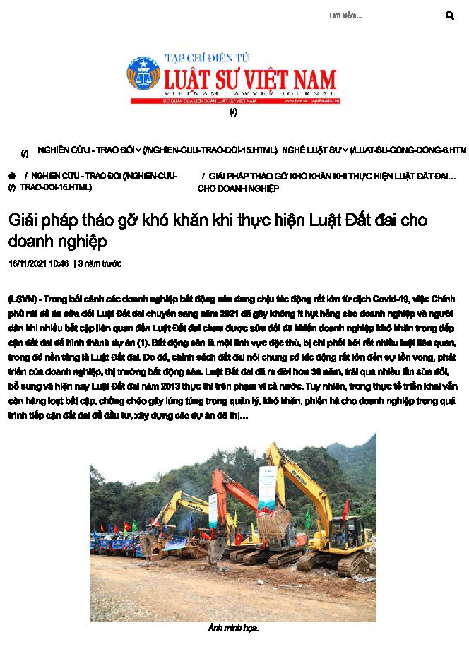 Giải pháp tháo gỡ khó khăn cho doanh nghiệp khi thực hiện luật Đất đai