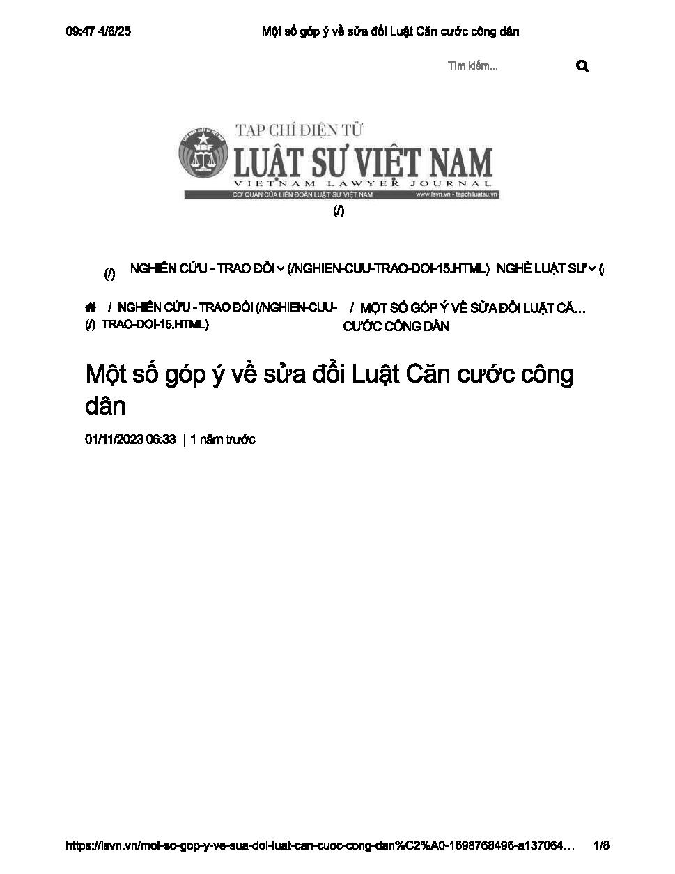 Một số góp ý về sửa đổi luật căn cước công dân