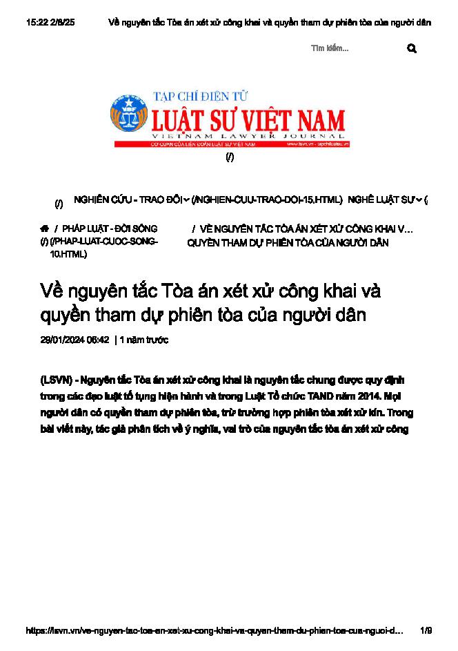 Về nguyên tắc tòa án xét xử công khai và quyền tham dự phiên tòa của người dân