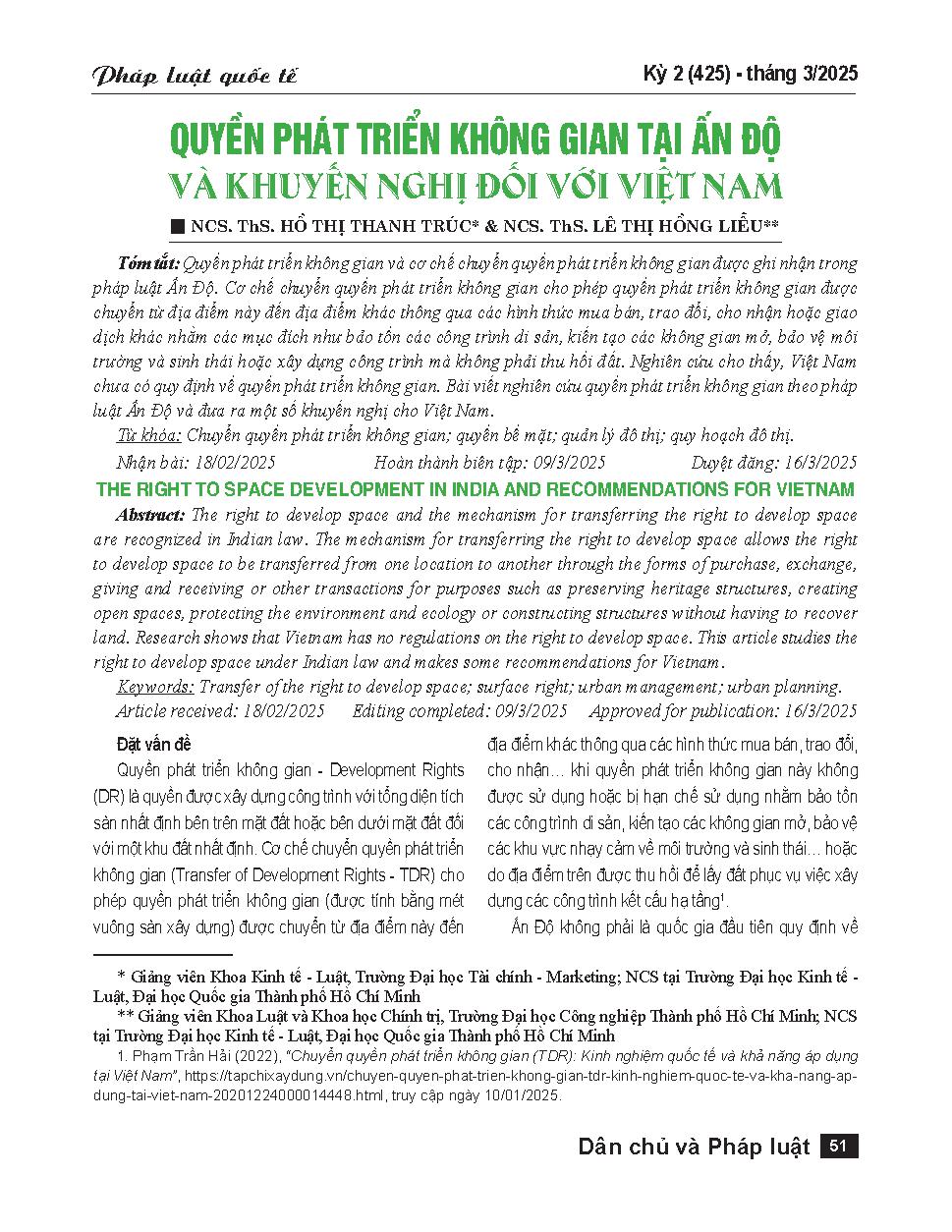 Quyền phát triển không gian tại Ấn Độ và khuyến nghị đối với Việt Nam