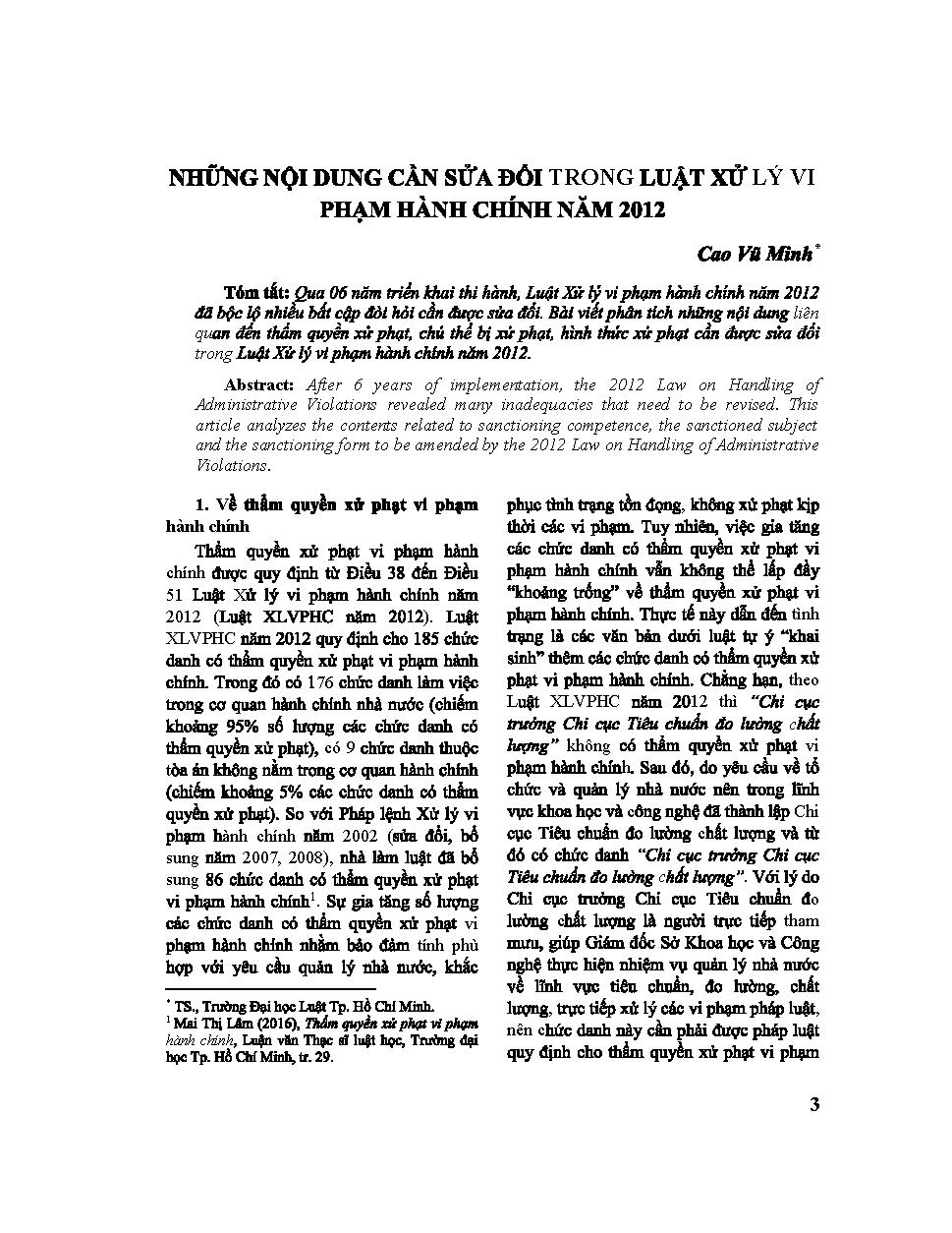 Những nội dung cần sửa đổi trong Luật Xử lý vi phạm hành chính năm 2012