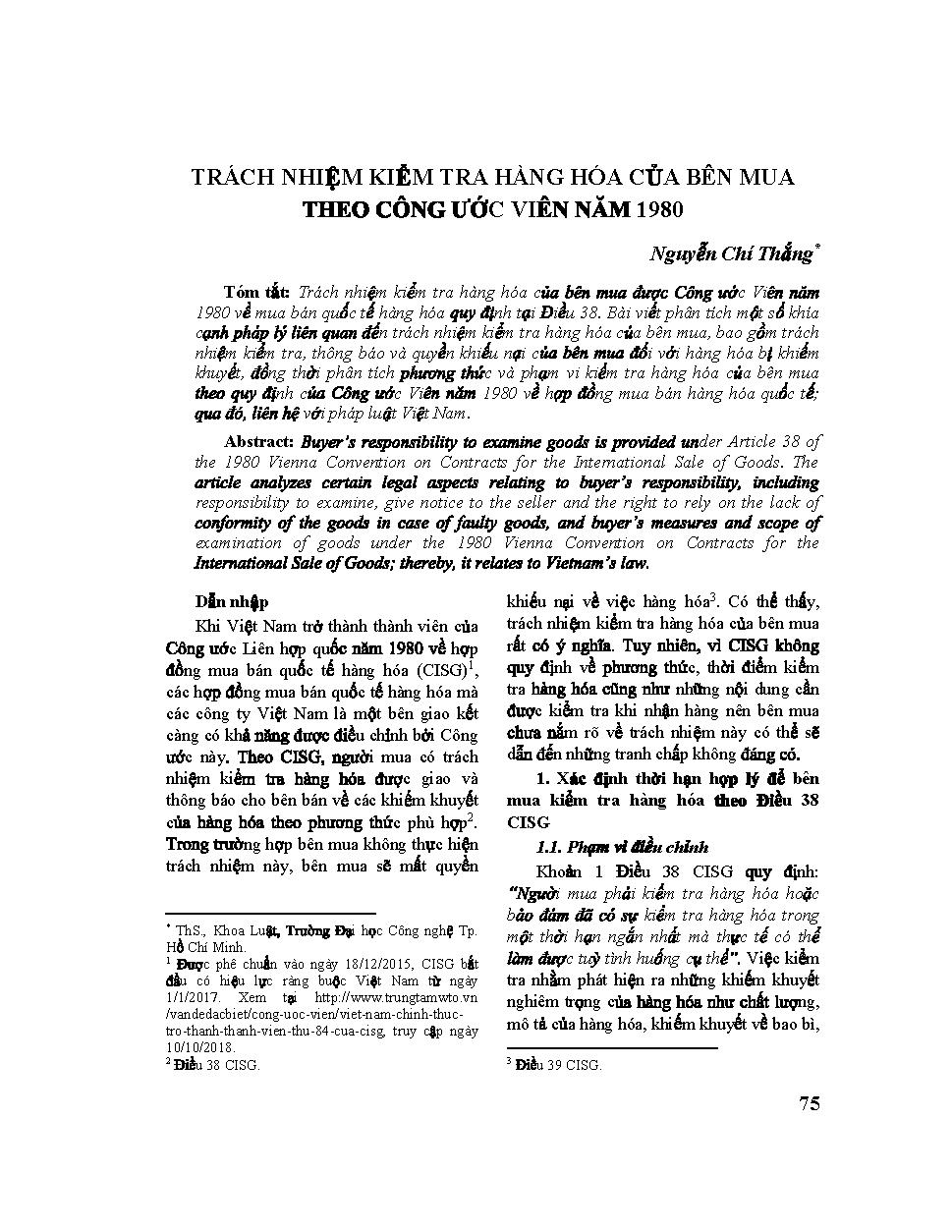 Trách nhiệm kiểm tra hàng hóa của bên mua theo Công ước Viên năm 1980