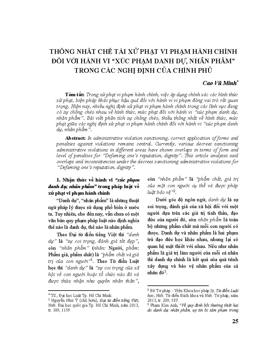 Thống nhất chế tài xử phạt vi phạm hành chính đối với hành vi "xúc phạm danh dự, nhân phẩm" trong các nghị định của Chính phủ
