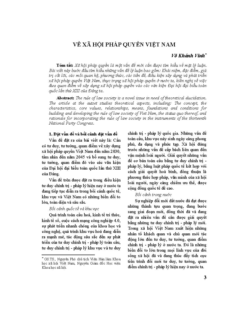 Về xã hội pháp quyền Việt Nam