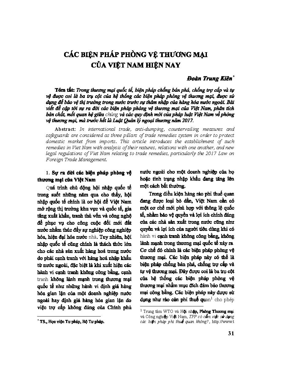 Các biện pháp phòng vệ thương mại của Việt Nam hiện nay