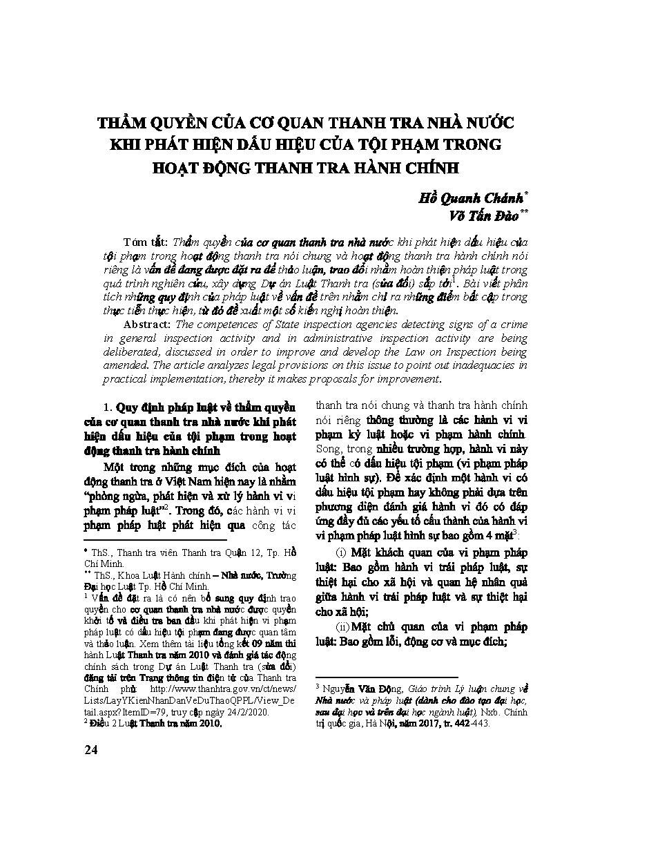 Thẩm quyền của cơ quan thanh tra nhà nước khi phát hiện dấu hiệu của tội phạm trong hoạt động thanh tra hành chính